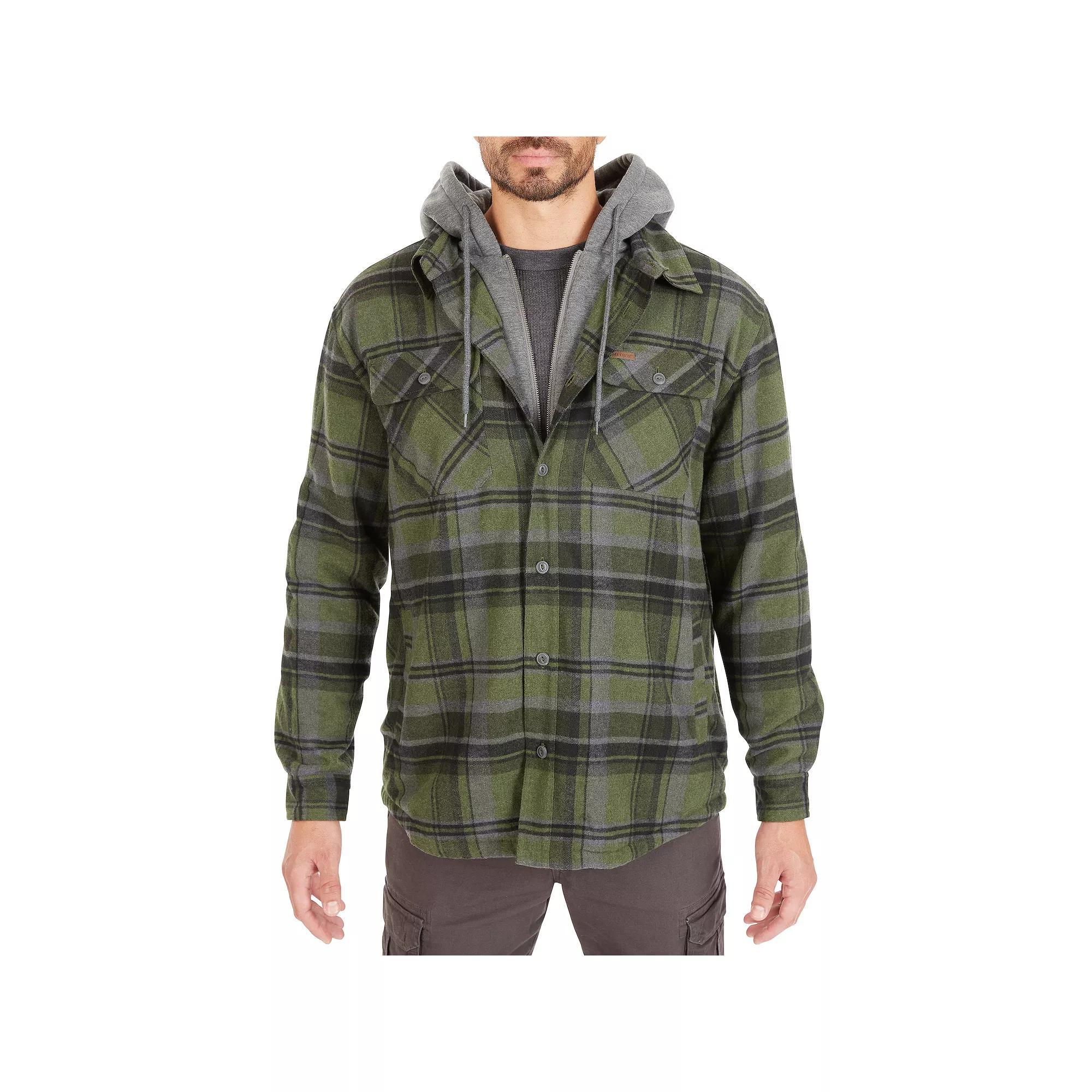 Big & Tall Smith's Workwear Sherpa-Lined Hooded Flannel Shacket, Men's, Size: 3XB, Blue Product Image