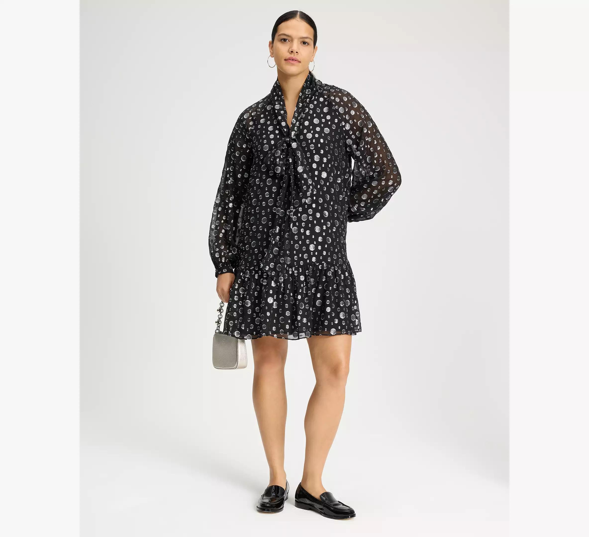 Space Dot Tie-neck Dress Product Image