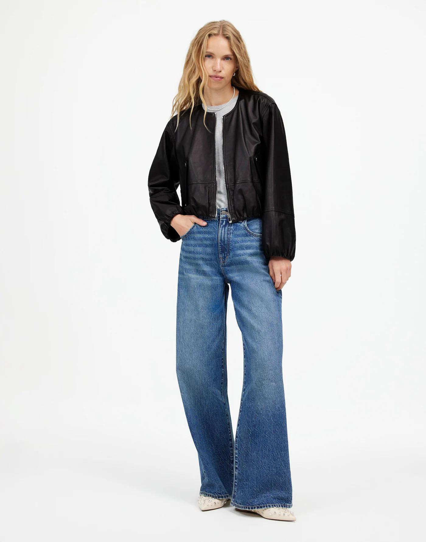 Leather Bubble-Sleeve Jacket Product Image