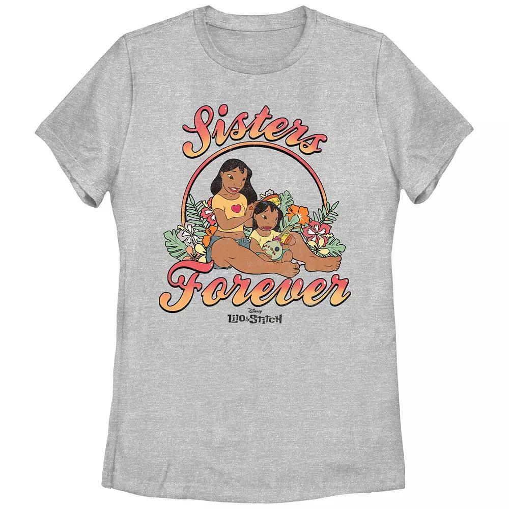 Disney's Lilo & Stitch Women's Nani And Lilo Sisters Forever Tee, Girl's, Size: Large, Athletic Grey Product Image