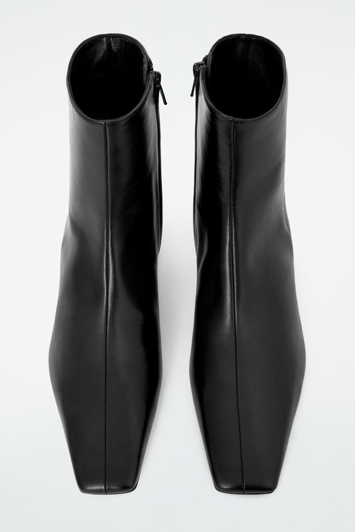 SQUARE-TOE LEATHER ANKLE BOOTS Product Image