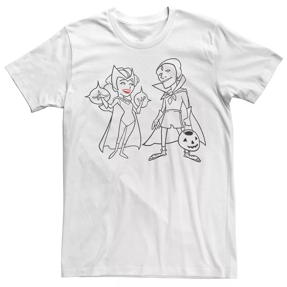 Men's Marvel WandaVision Halloween Scarlet Witch & Vision Line Art Tee, Size: Small, White Product Image