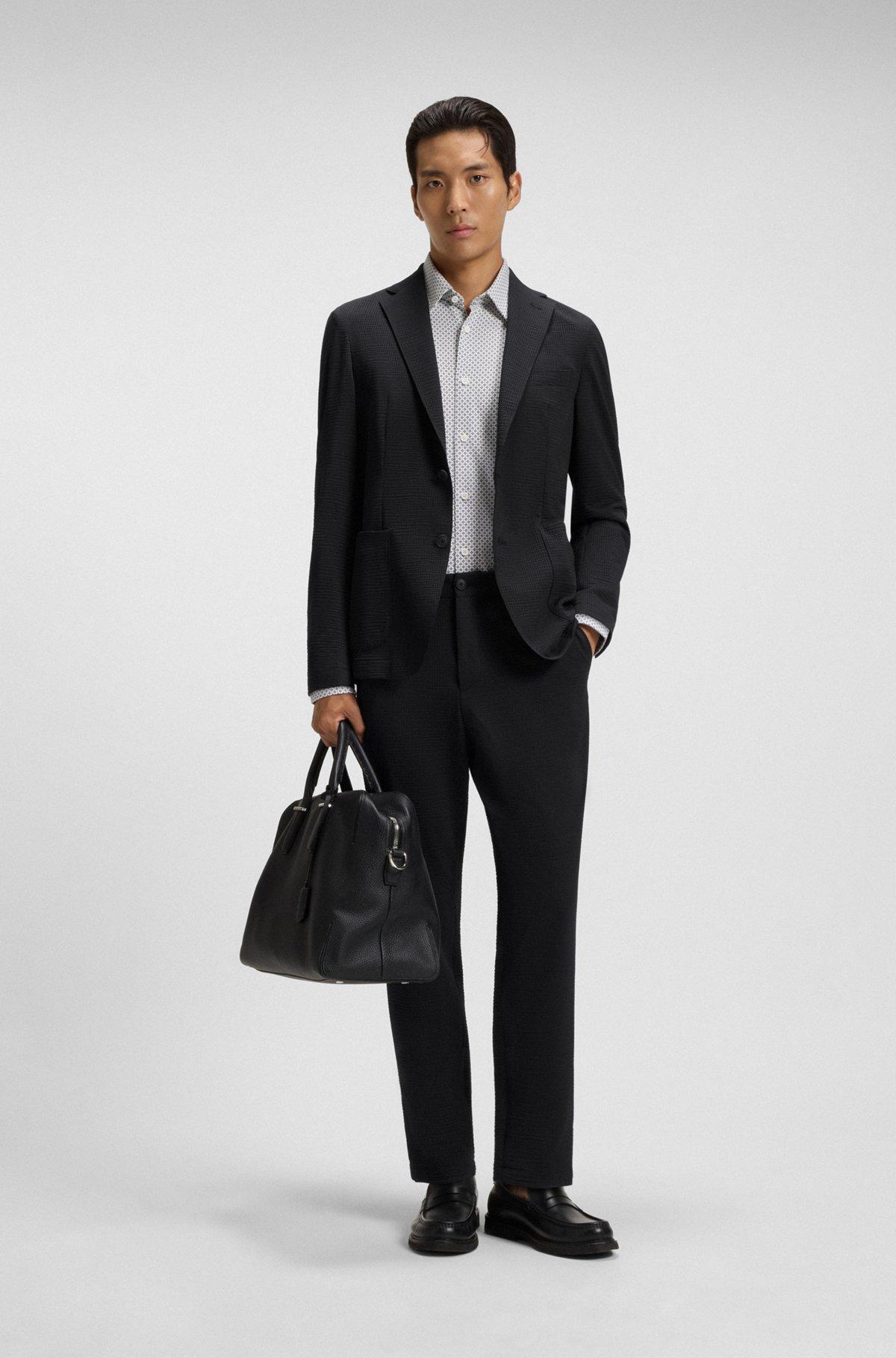 Slim-fit suit jacket in stretch seersucker Product Image