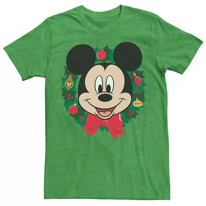 Disney's Mickey Mouse Christmas Wreath Portrait Men's Tee, Size: Small, Kelly Grey Product Image