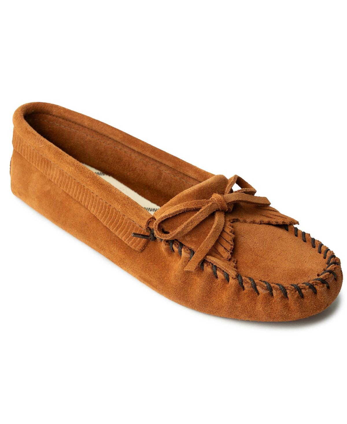 Minnetonka Kilty Softsole Bow Detail Suede Moccasins Product Image