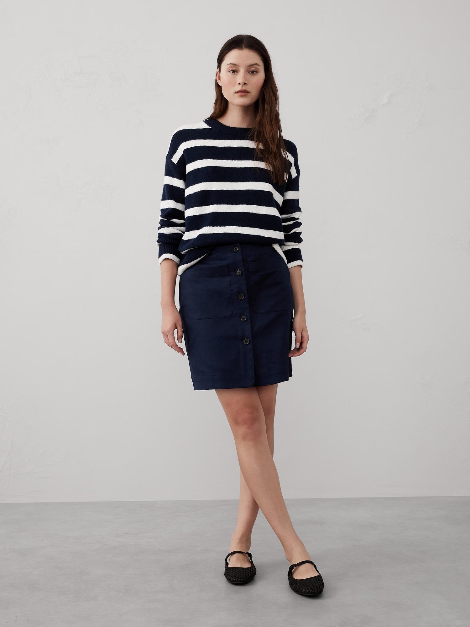 Linen-Blend A-Line Mini Skirt Product Image