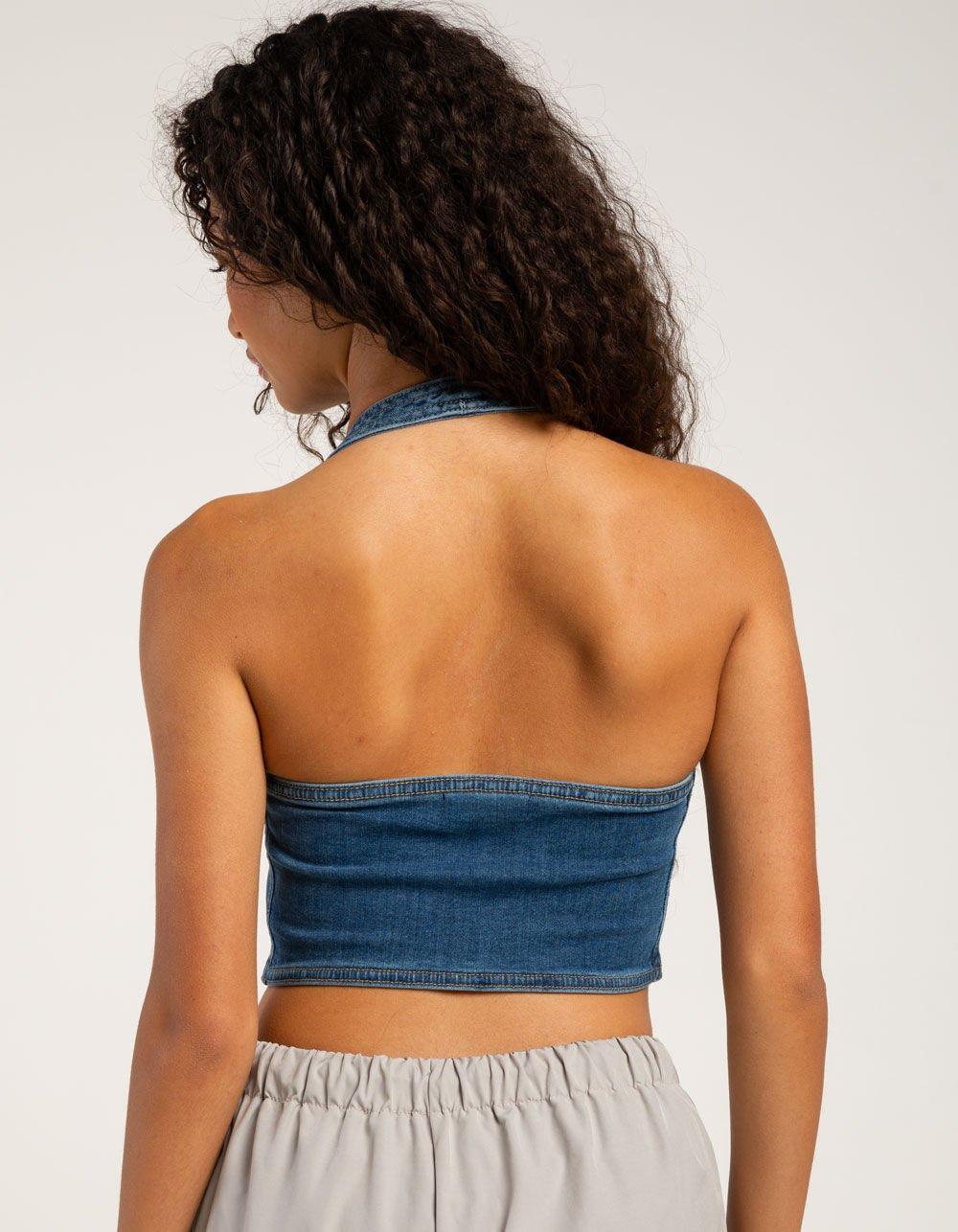 RSQ Womens Denim Halter Top - MEDIUM WASH Product Image