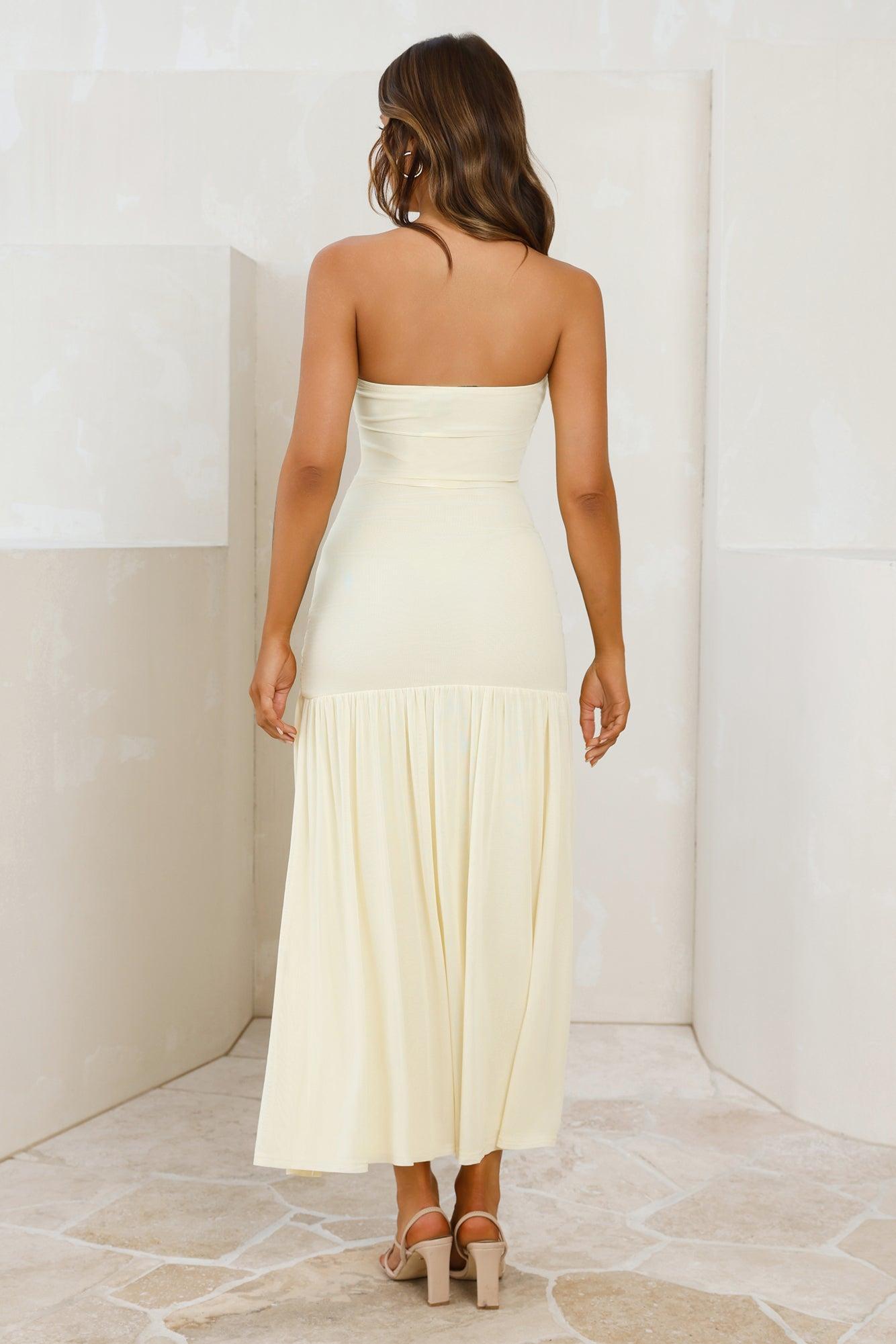 Win Instantly Strapless Mesh Maxi Dress Yellow Product Image