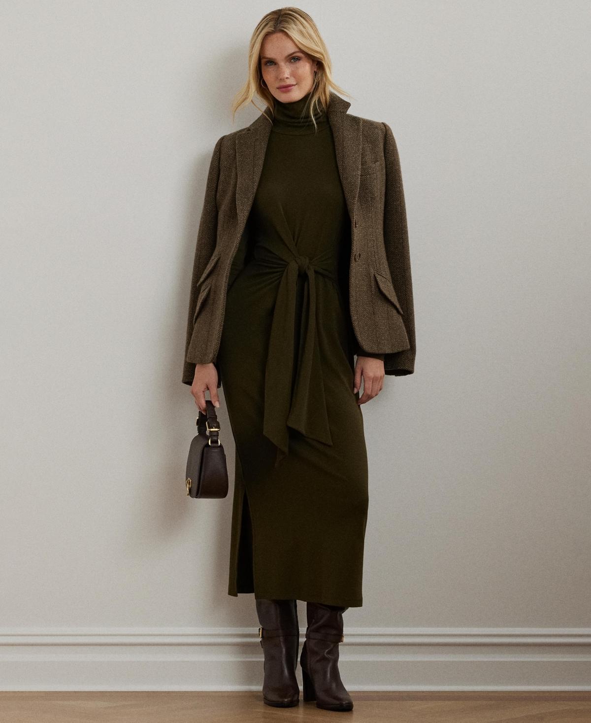 Lauren Ralph Lauren Womens Tie-Front Turtleneck Dress Product Image