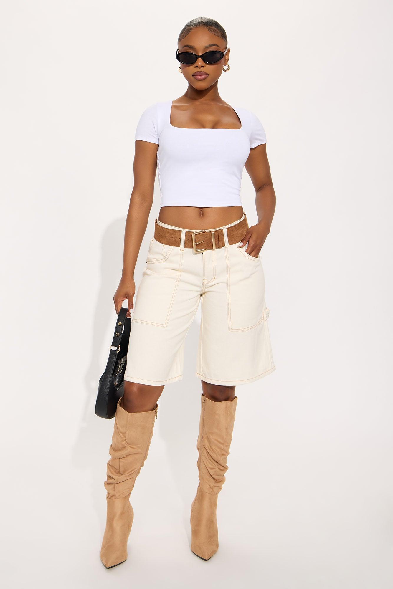 Mirador Carpenter Denim Jorts - Cream Product Image