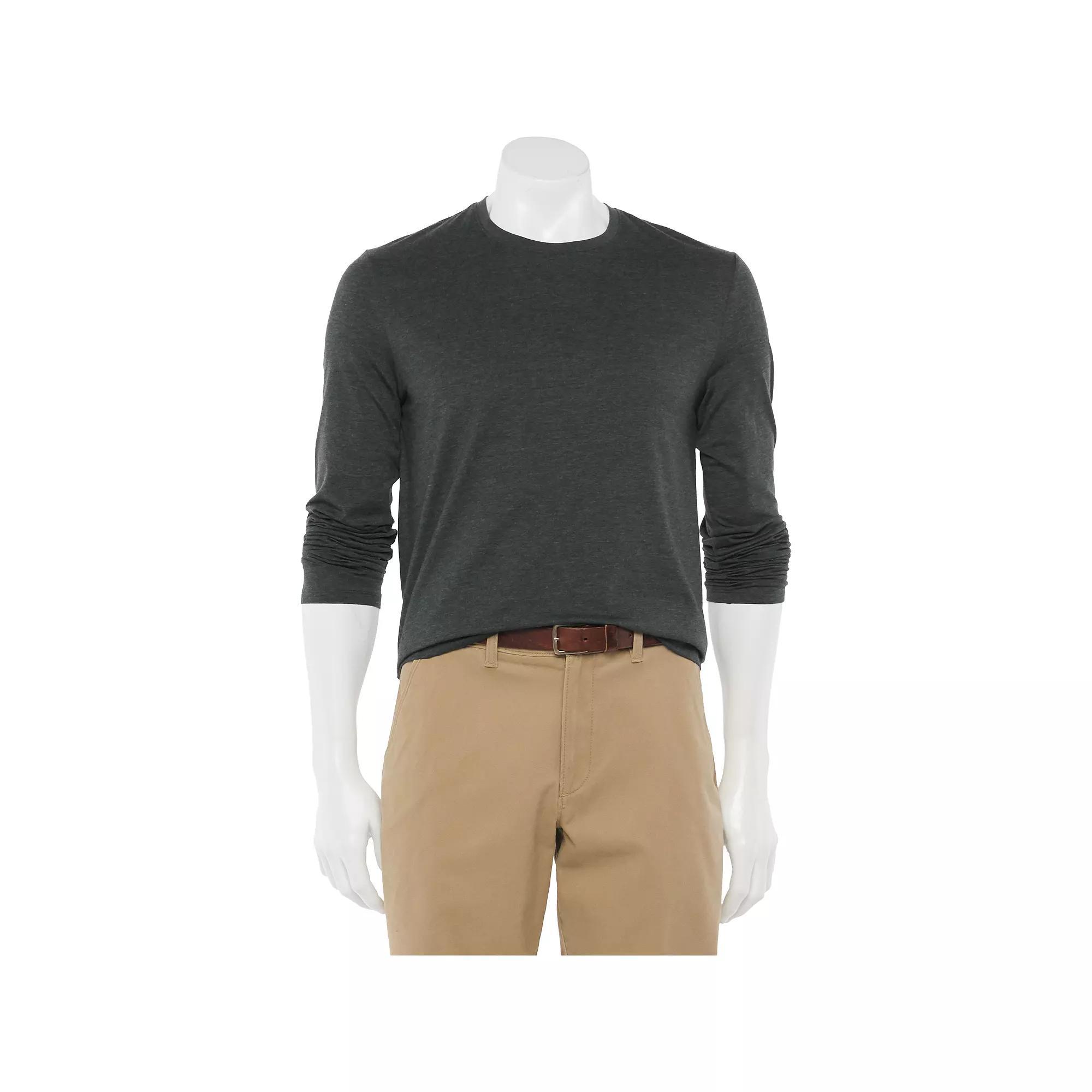 Men's Apt. 9® Premier Flex Long Sleeve Crewneck Tee, Size: Medium, Dark Slate Grey Product Image