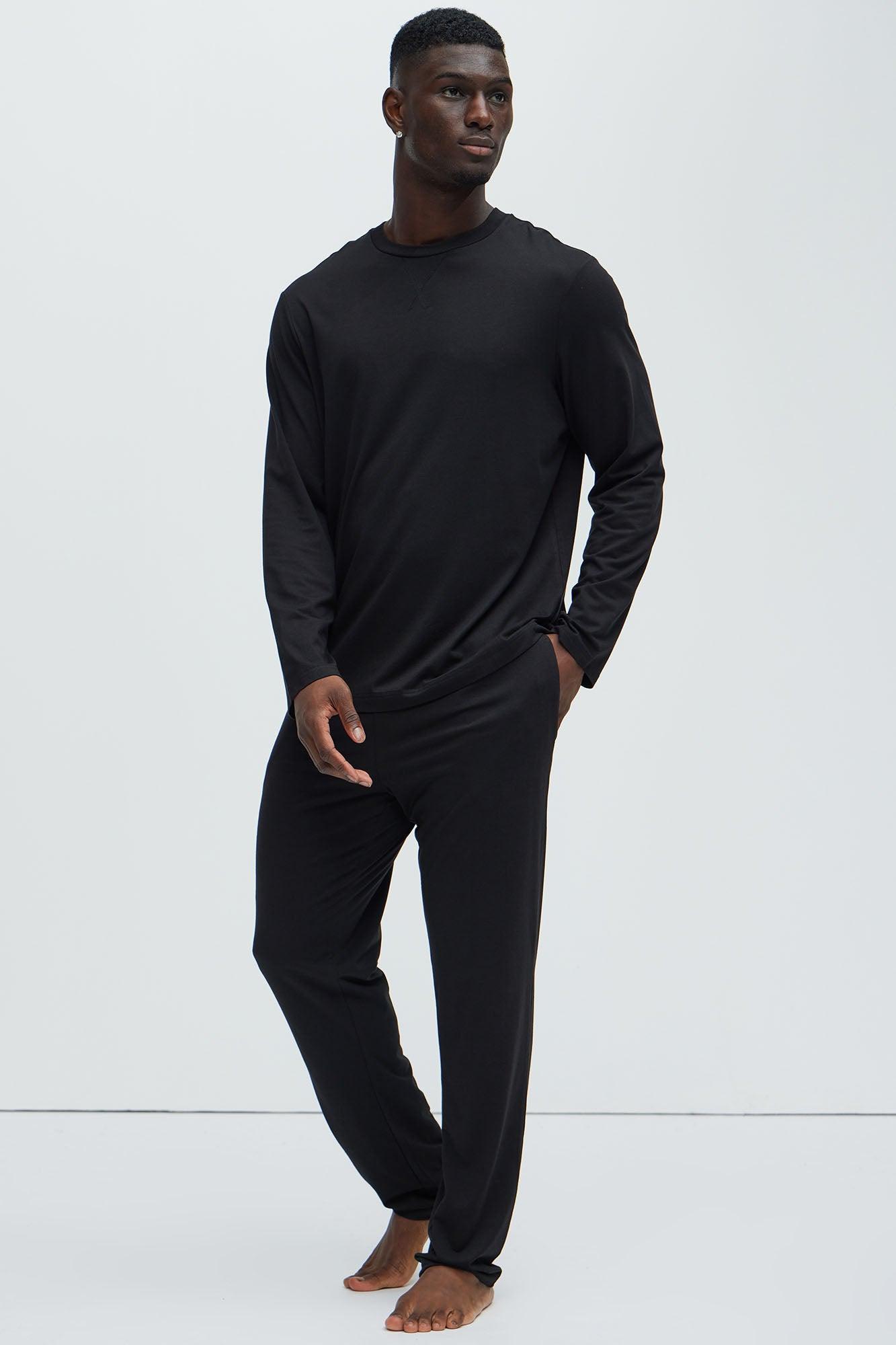 Essential Modal Lounge Long Sleeve Tee - Black Product Image