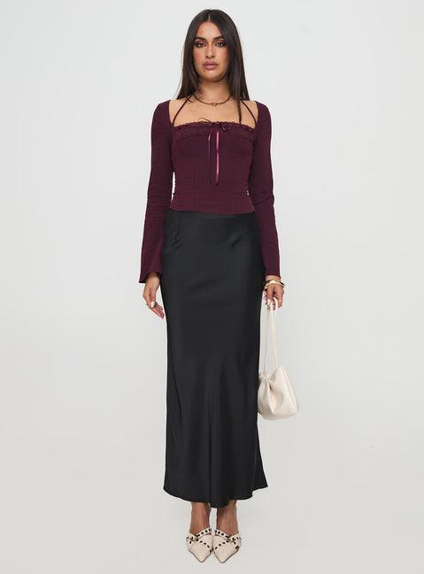 Trynia Long Sleeve Top Burgundy Product Image