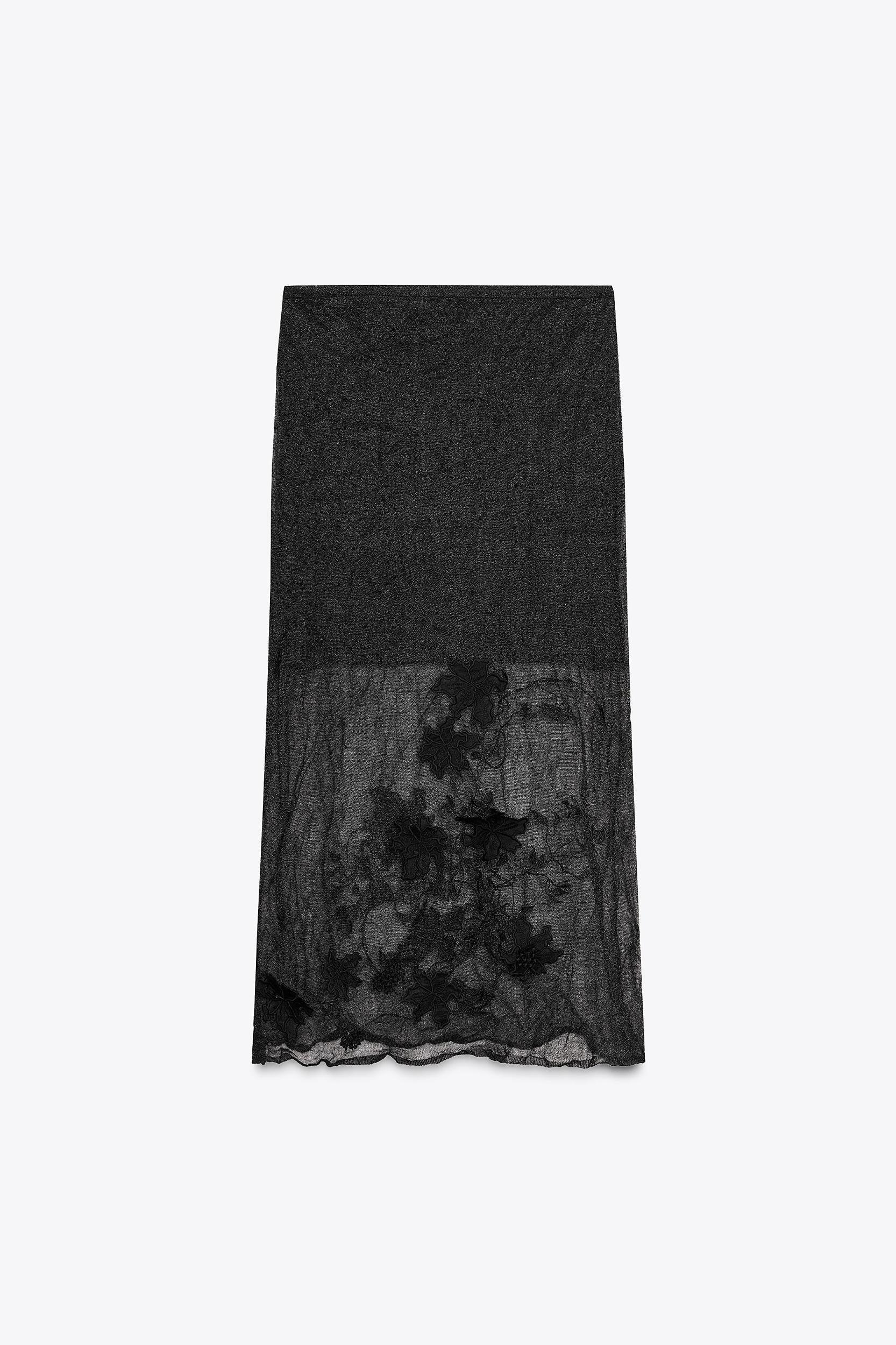 SEMI-SHEER STRUCTURED KNIT SKIRT Product Image