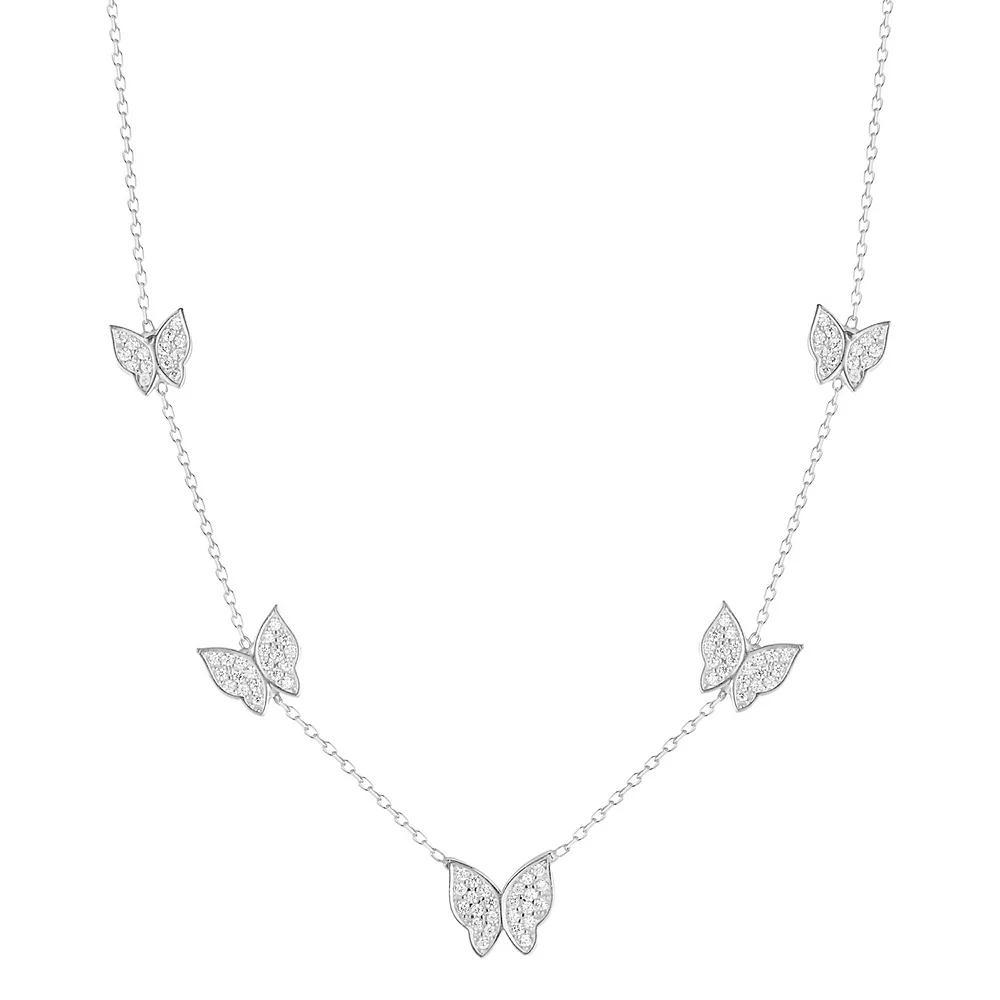 Sunkissed Sterling Cubic Zirconia Butterfly Charm Necklace, Women's, Rose Gold Tone Product Image