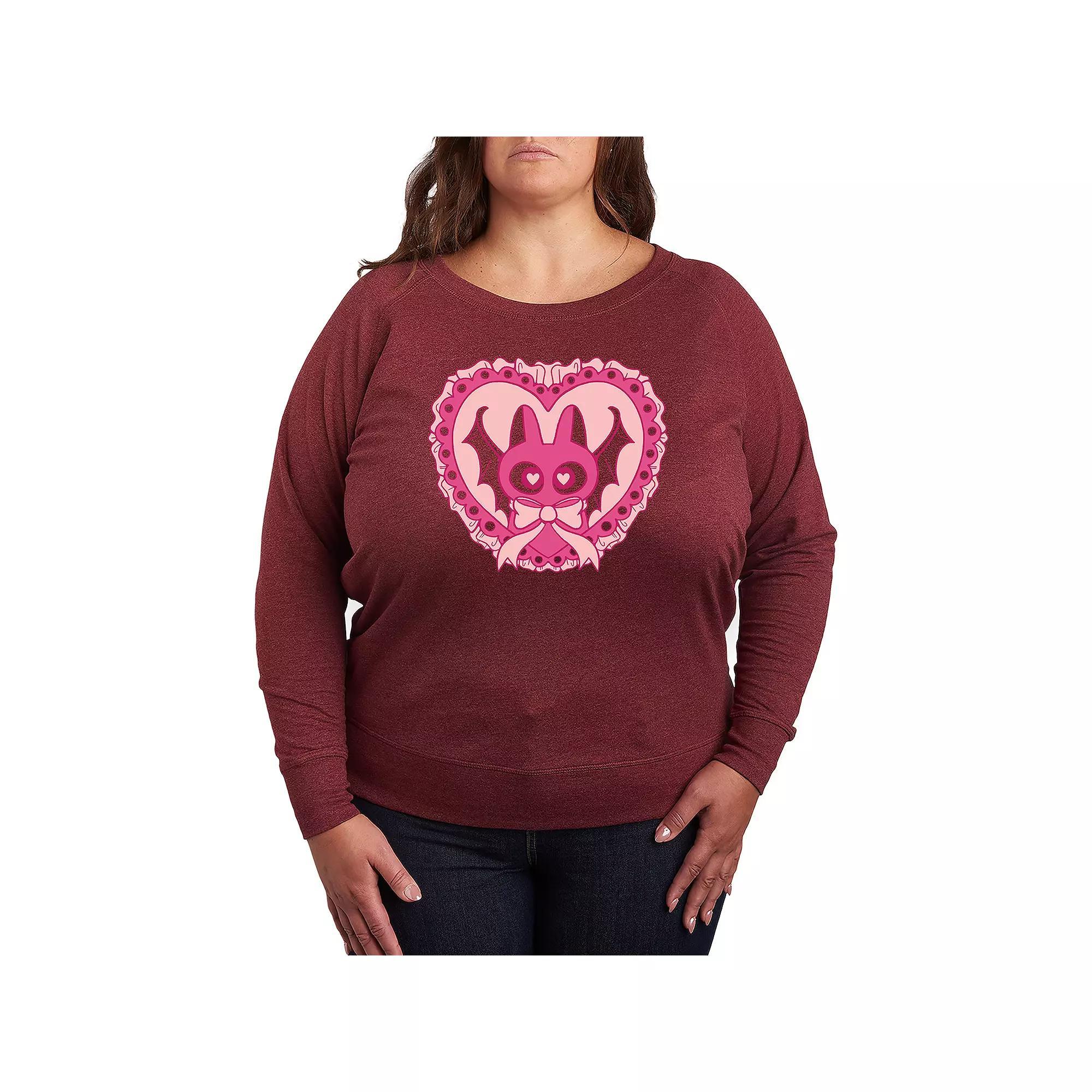 Plus Size Brrrr Pug Scarf French Terry Long Sleeve Tee, Women's, Size: 2XL, Brown Product Image