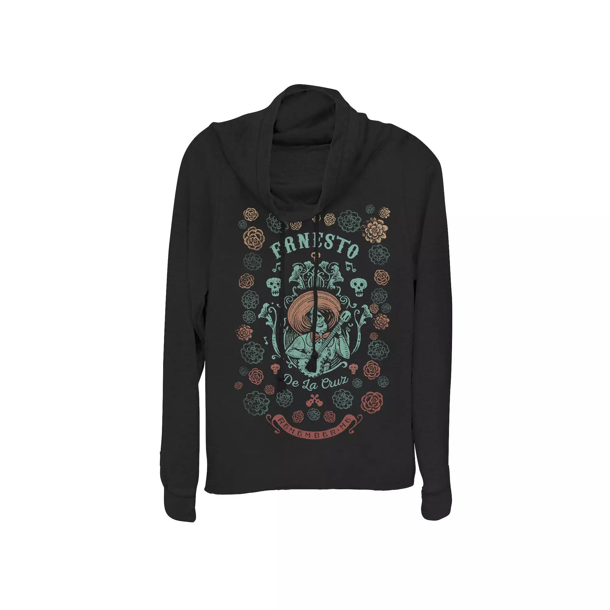 Disney / Pixar's Coco Ernesto Remember Me Juniors' Cowlneck Graphic Lightweight Long Sleeve, Girl's, Size: XL, Black Product Image