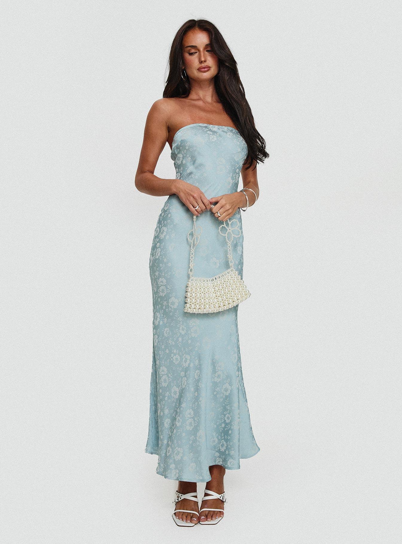 Salvin Strapless Maxi Dress Blue Product Image