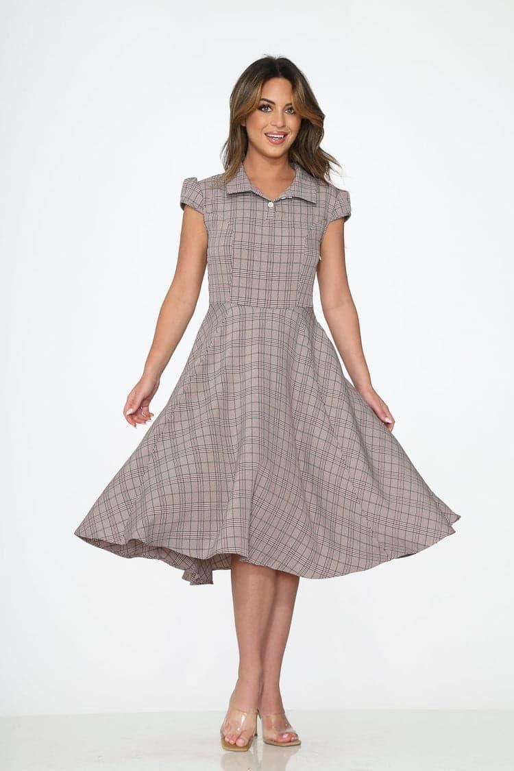Brown Plaid Swing Dress Product Image