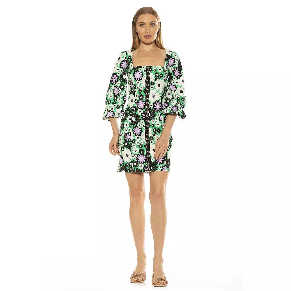 Women's ALEXIA ADMOR Sammie Squareneck Sheath Dress, Size: 10, 60s Floral Product Image