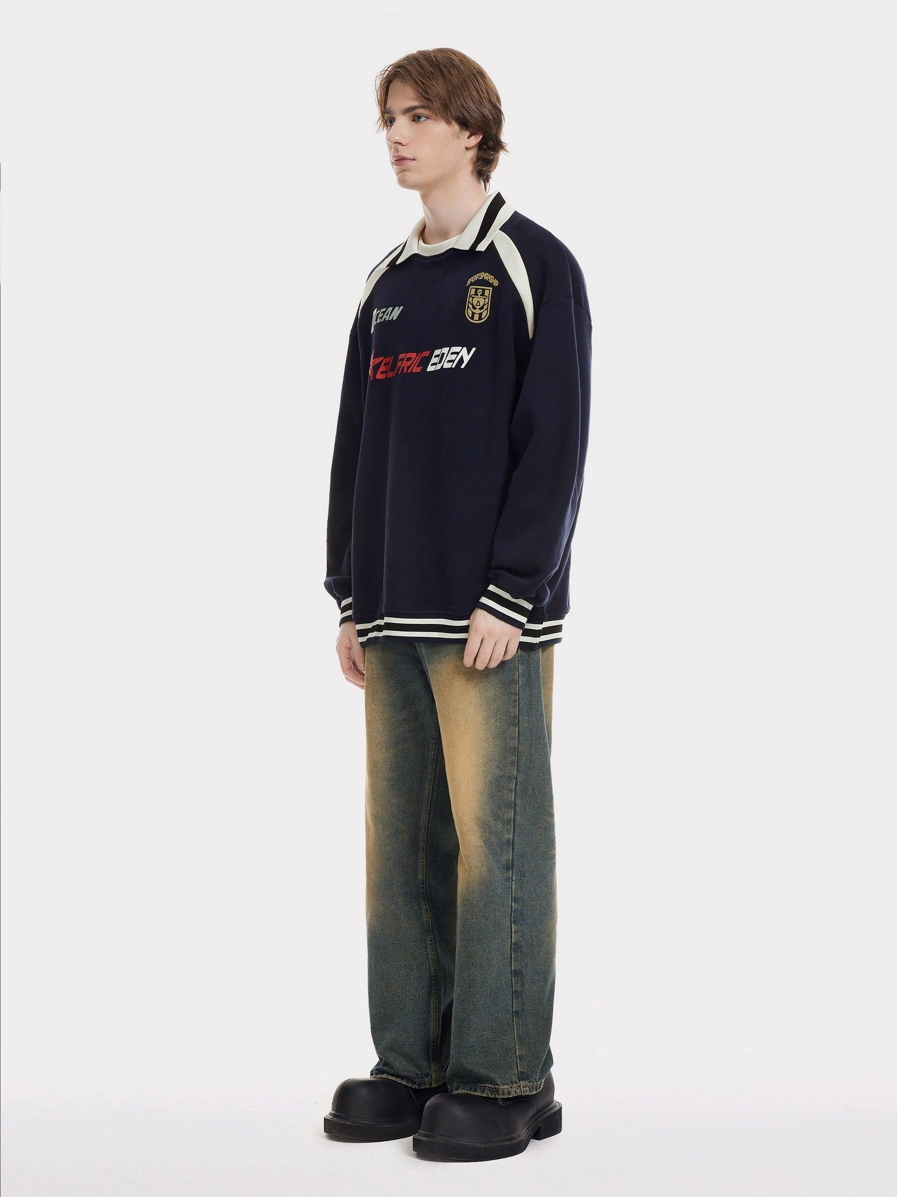 Aelfric Eden Striped Fake Two-Piece Neck Sweatshirt Product Image