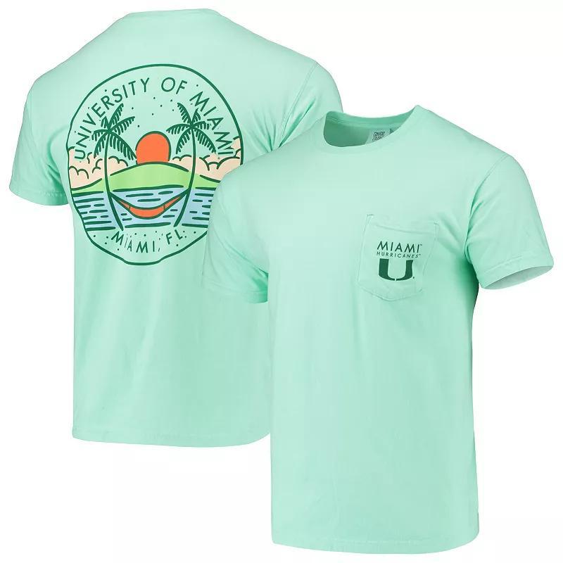 Mens Mint Green Miami Hurricanes Circle Scene Comfort Colors Pocket T-Shirt Product Image