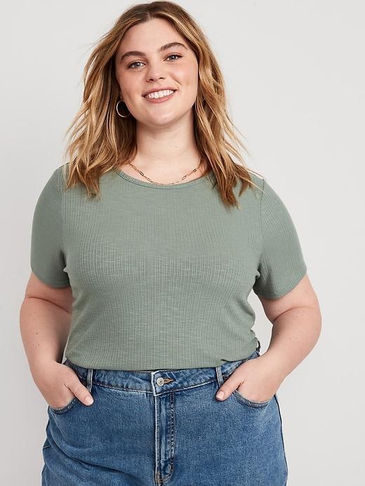 Luxe Ribbed Slub-Knit T-Shirt Product Image