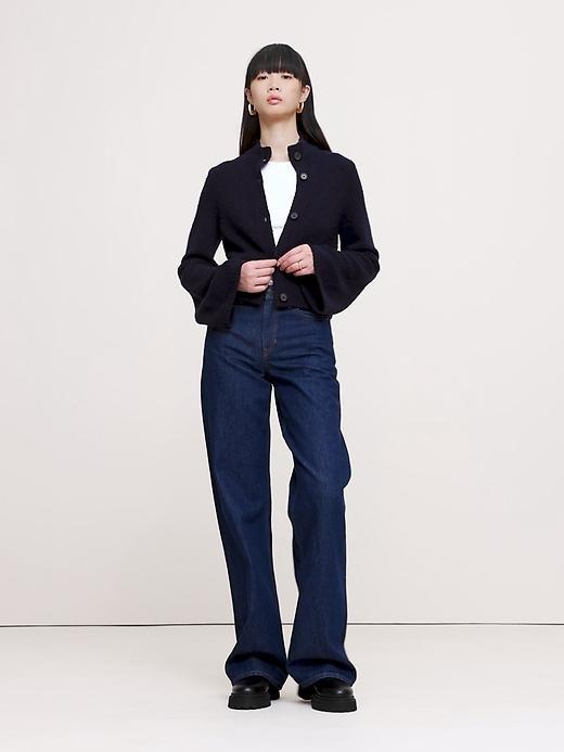 Merino-Blend Flare-Sleeve Cardigan Product Image