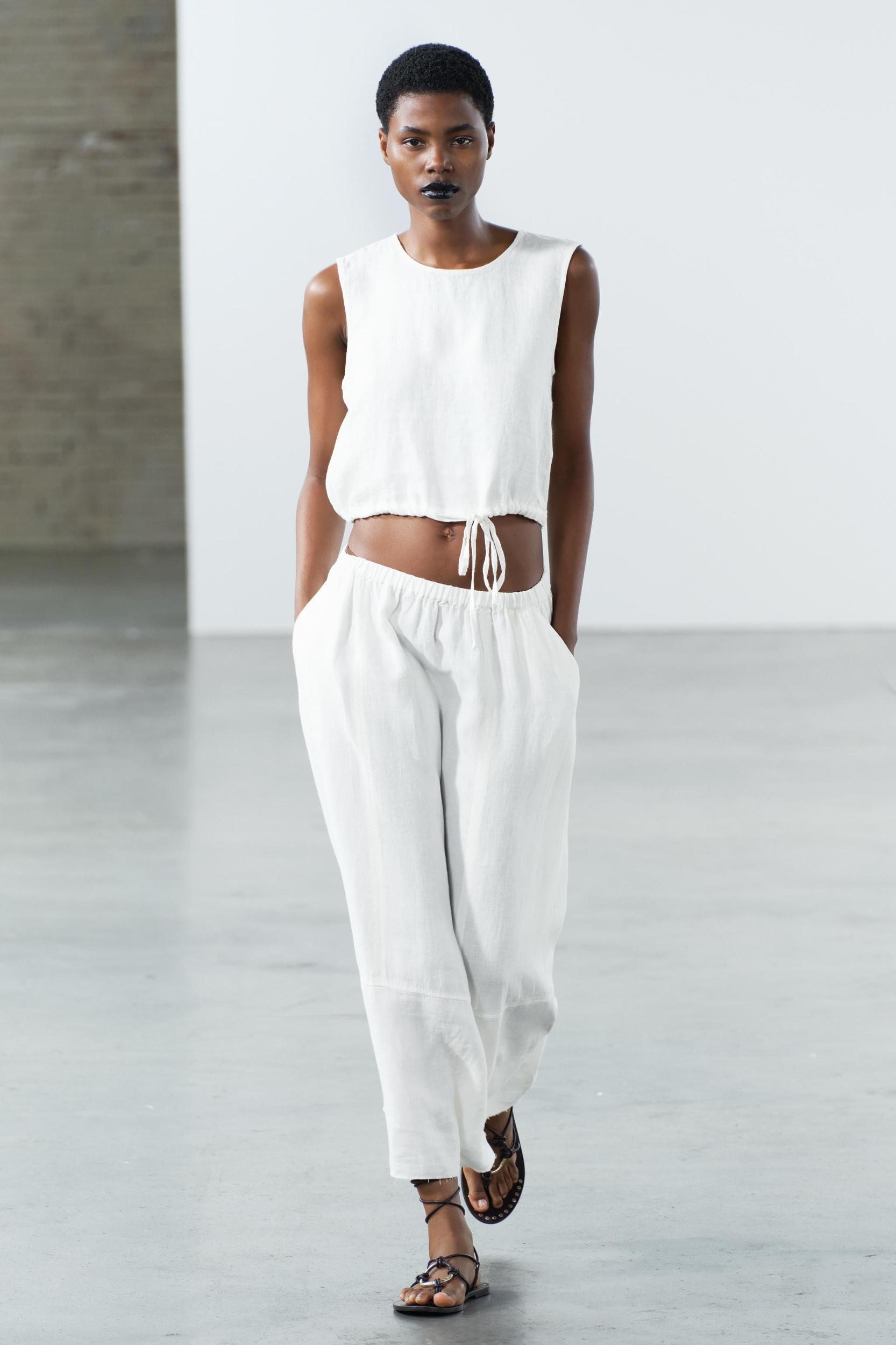 TIED 100% LINEN TOP ZW COLLECTION Product Image