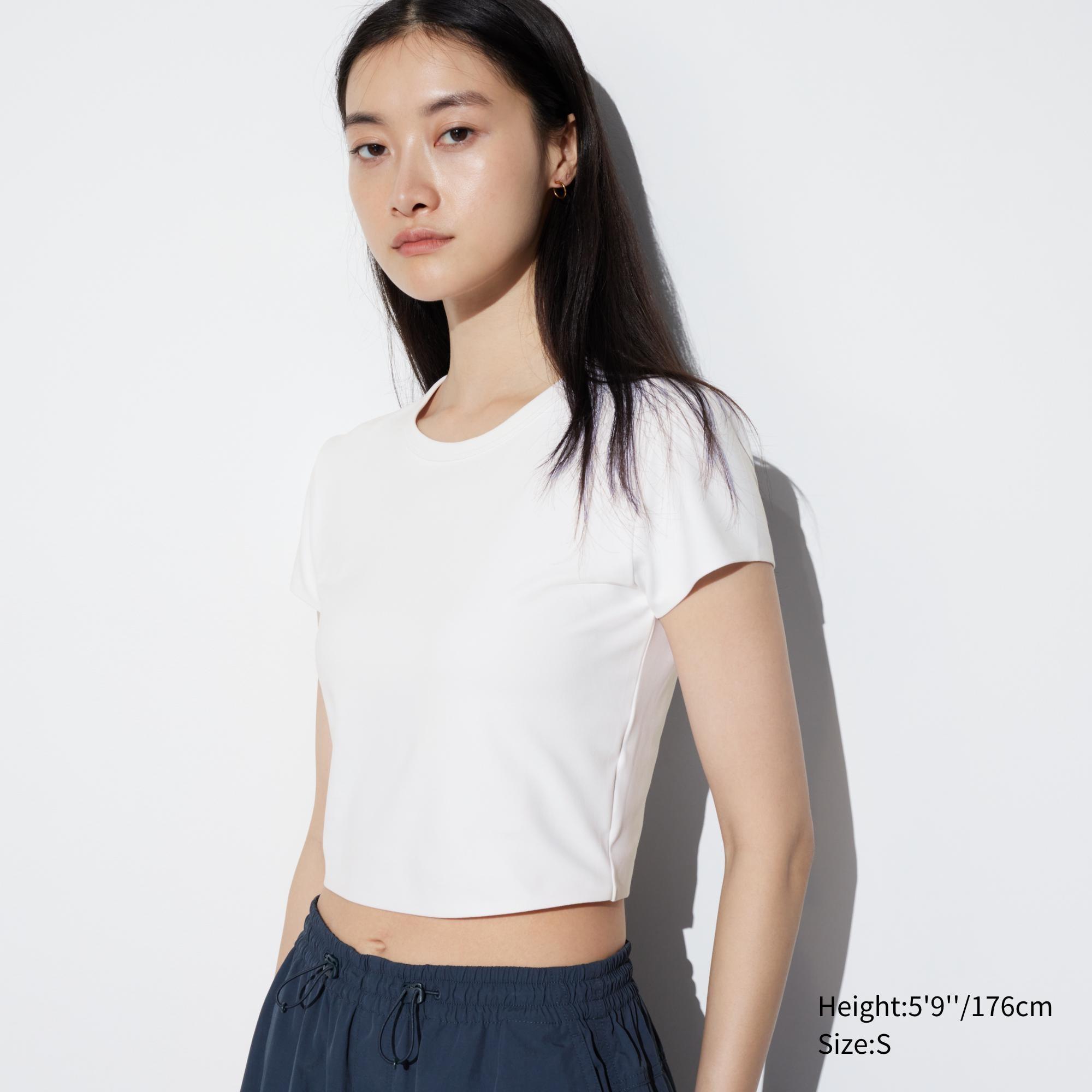 Womens Ultra Stretch AIRism Cropped T-Shirt White XL UNIQLO US Product Image