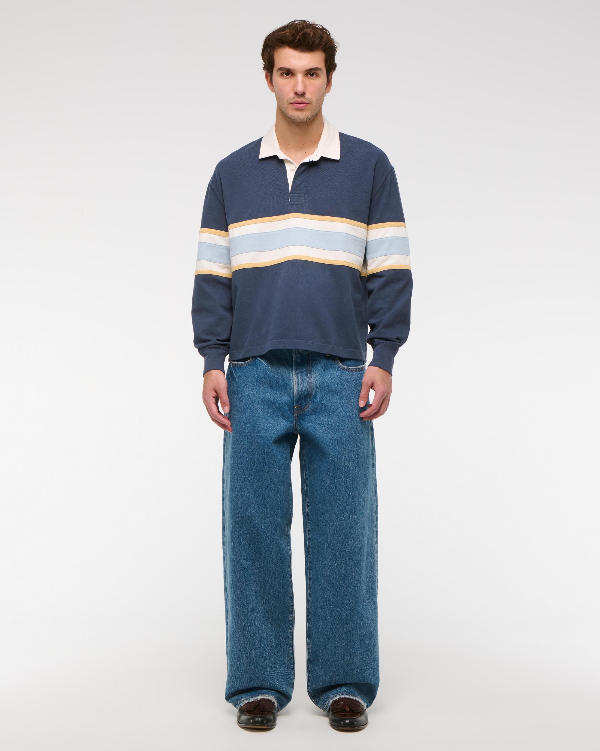 Long-Sleeve Cropped Rugby Polo Product Image