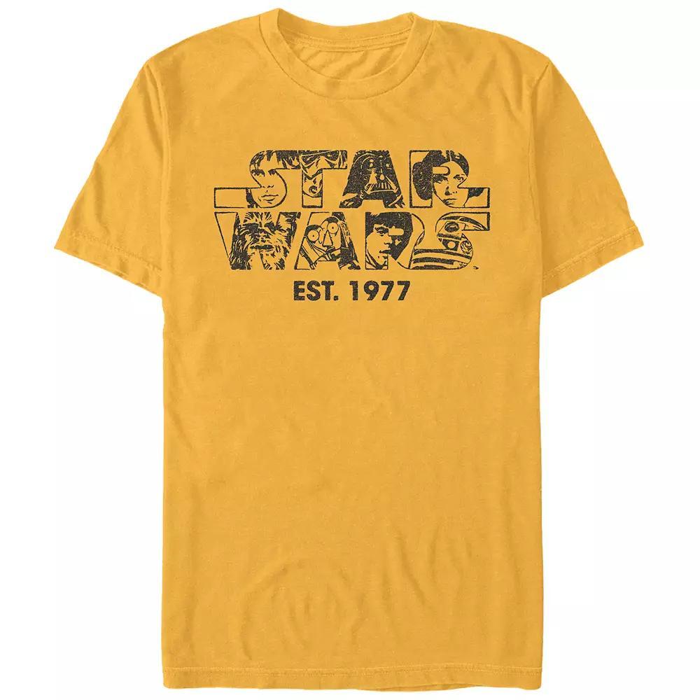 Men's Star Wars Faces Filled Logo Graphic Tee, Size: Small, Gold Product Image