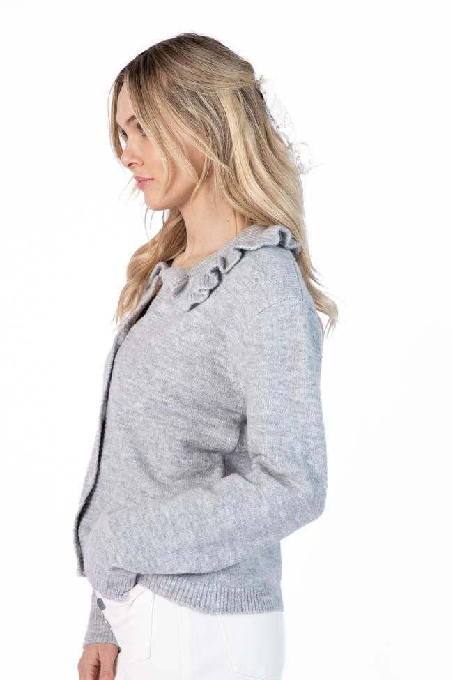 Just A Feeling Grey Collared Cardigan FINAL SALE Product Image