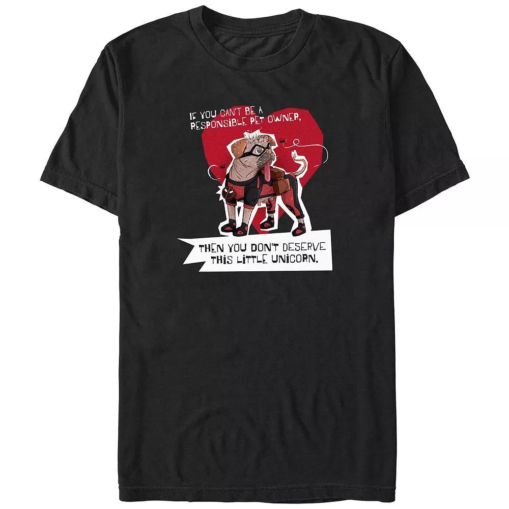 Big & Tall Marvel Deadpool & Wolverine Dogpool Little Unicorn Graphic Tee, Men's, Size: Large Tall, Black Product Image
