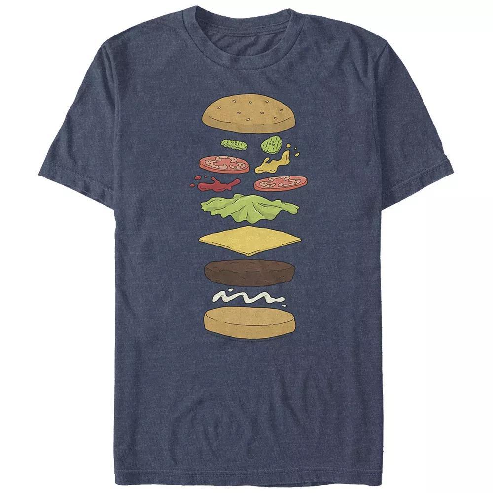 Men's Bob's Burgers Hamburger Elements Graphic Tee, Size: Small, Navy Grey Product Image