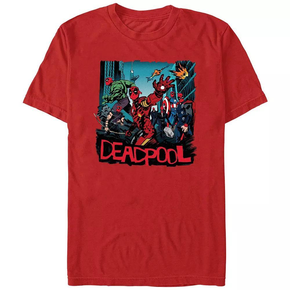 Men's Deadpool And Wolverine Avengers Pose Graphic Tee, Size: Medium, Red Product Image
