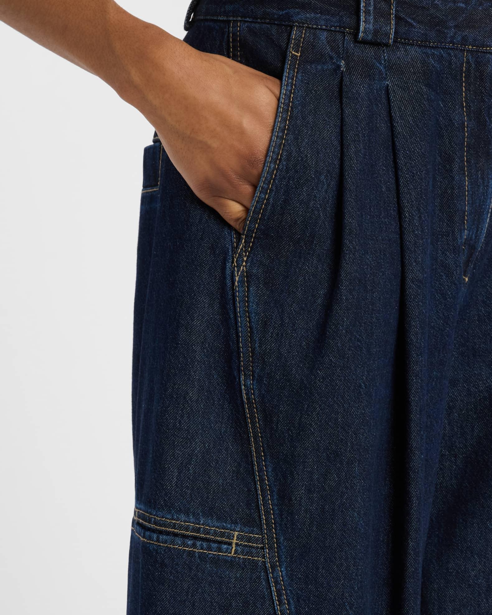 Curved Wide-Leg Cropped Jeans Product Image