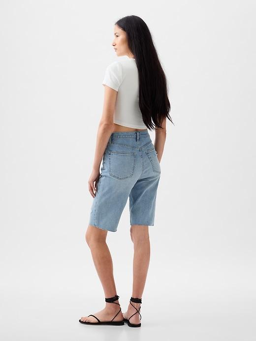 9" High Rise Denim Bermuda Shorts Product Image