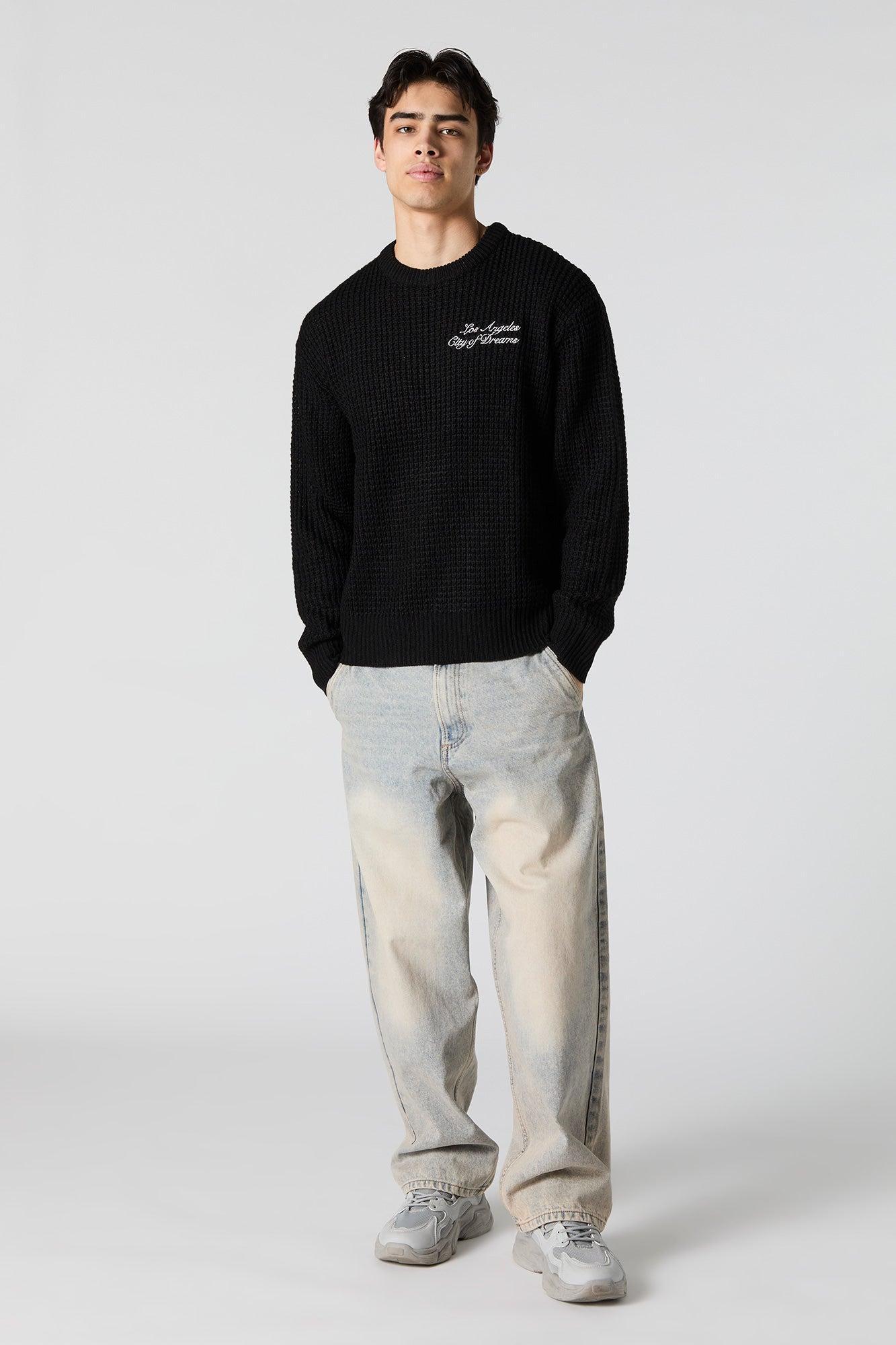 Los Angeles Embroidered Waffle Knit Sweater Male Product Image