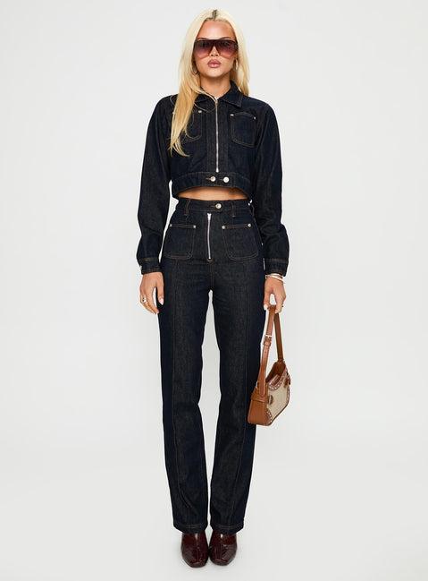 Stallion Cropped Jacket Indigo Product Image