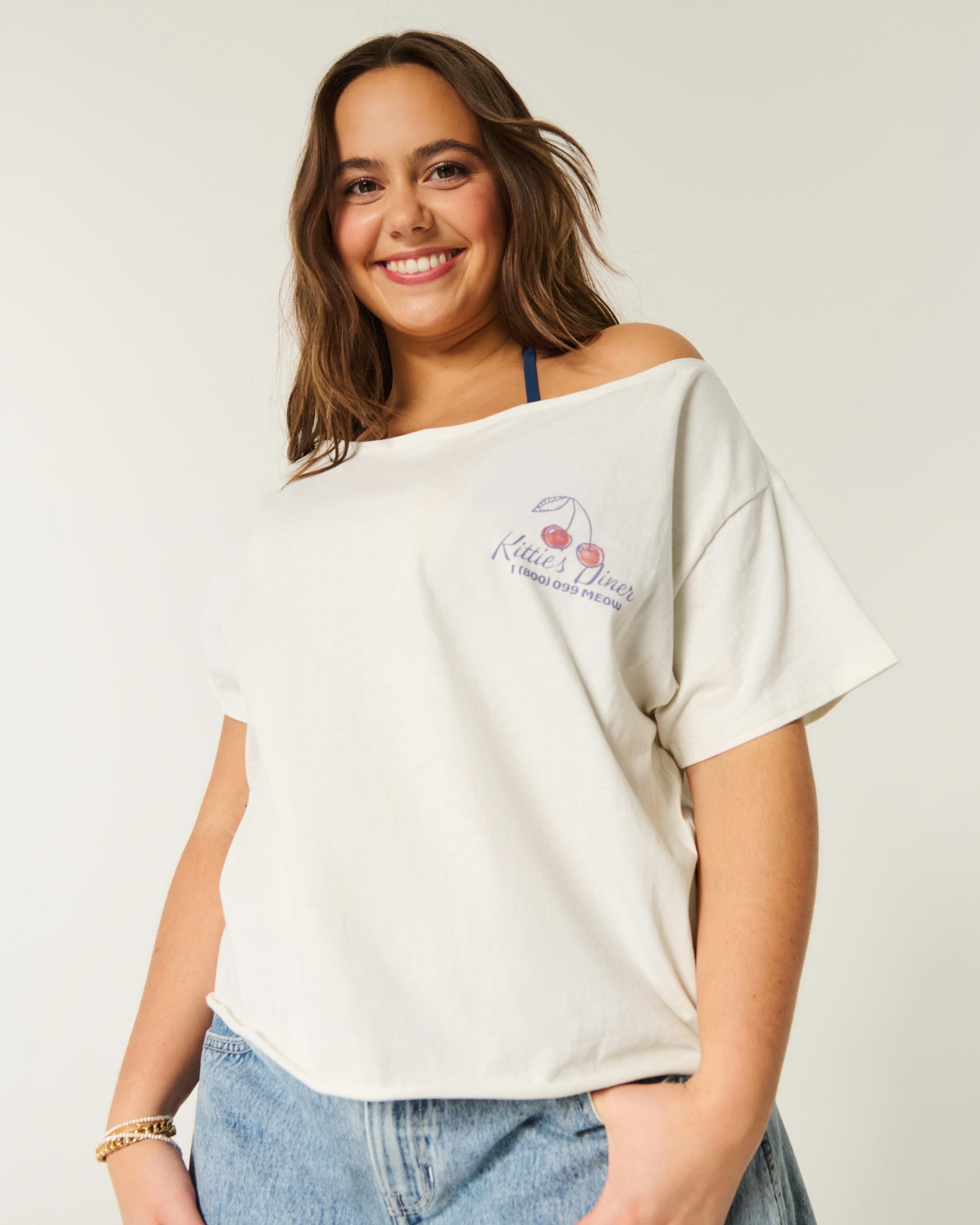 Easy Off-the-Shoulder Aloha Graphic Tee Product Image