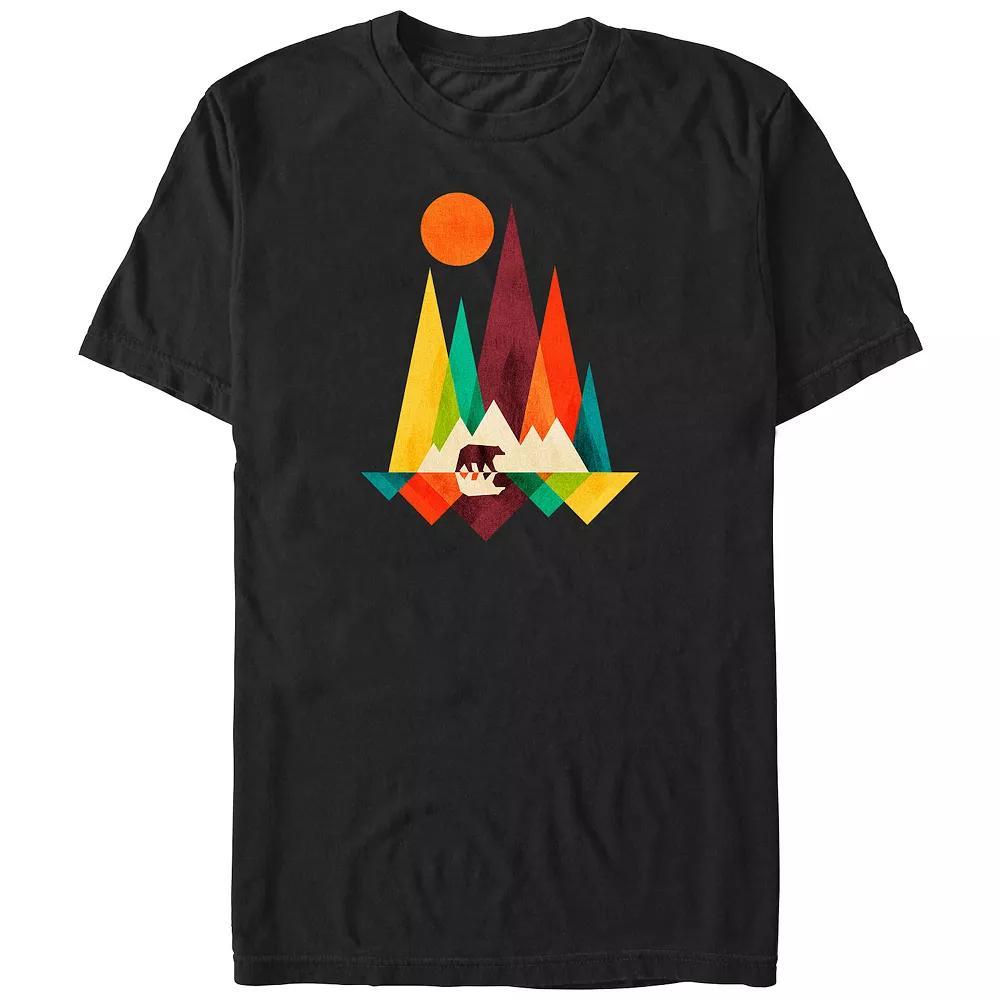 Big & Tall Geometric Bear And Mountains Graphic Tee, Men's, Size: 4XL, Black Product Image