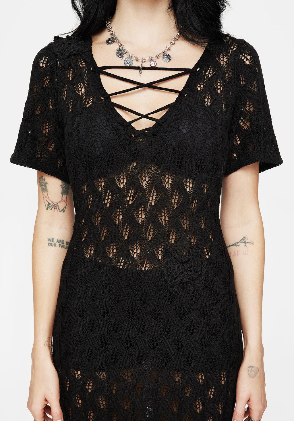 Elnora Moth Crochet Knit Maxi Dress Product Image