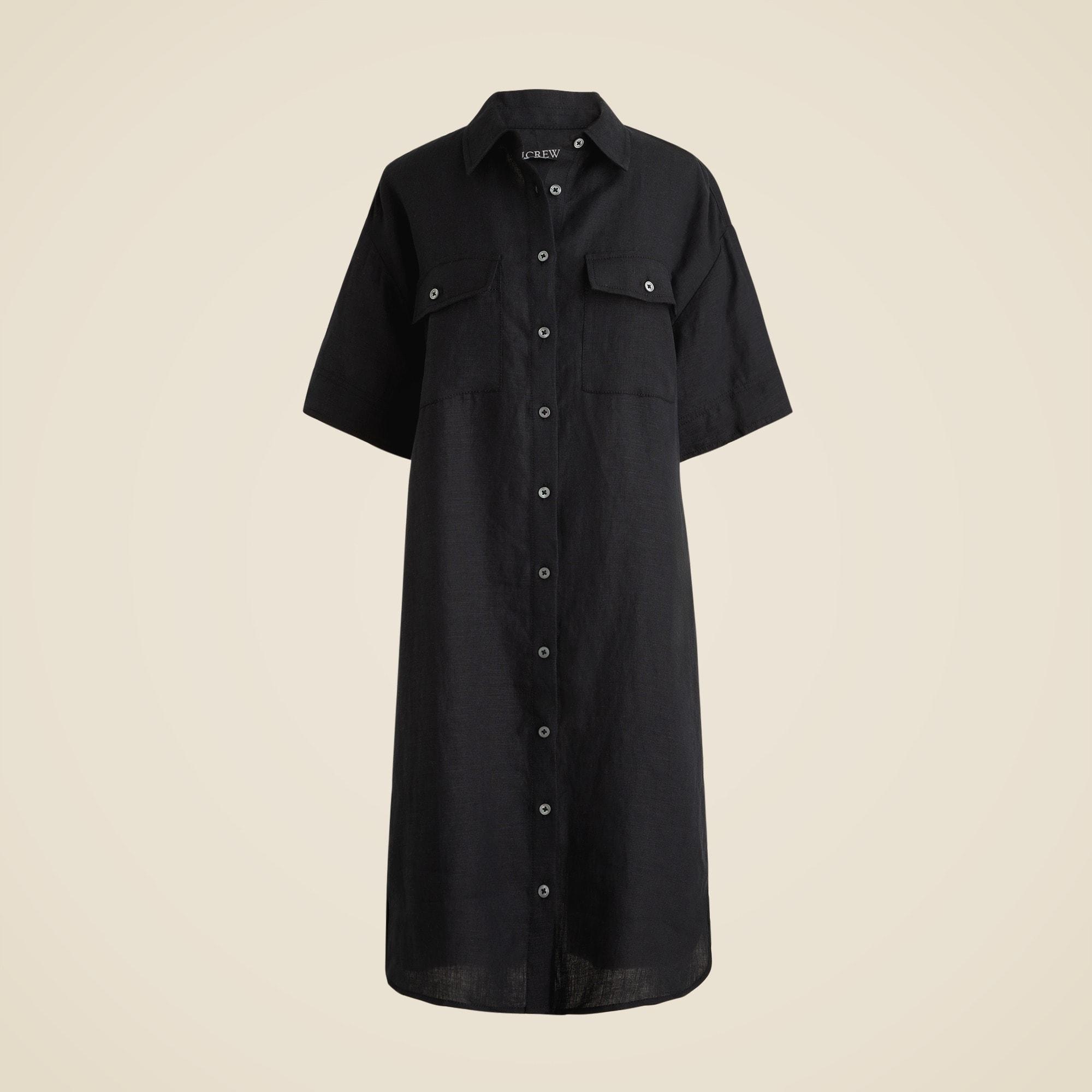 Petite utility shirtdress in linen Product Image
