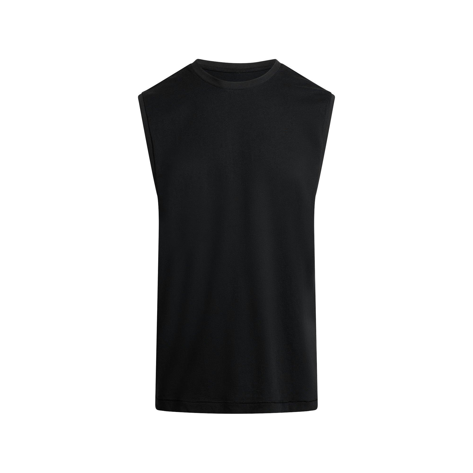 SKIMS COTTON MENS RELAXED SLEEVELESS SHIRT | ONYX Product Image