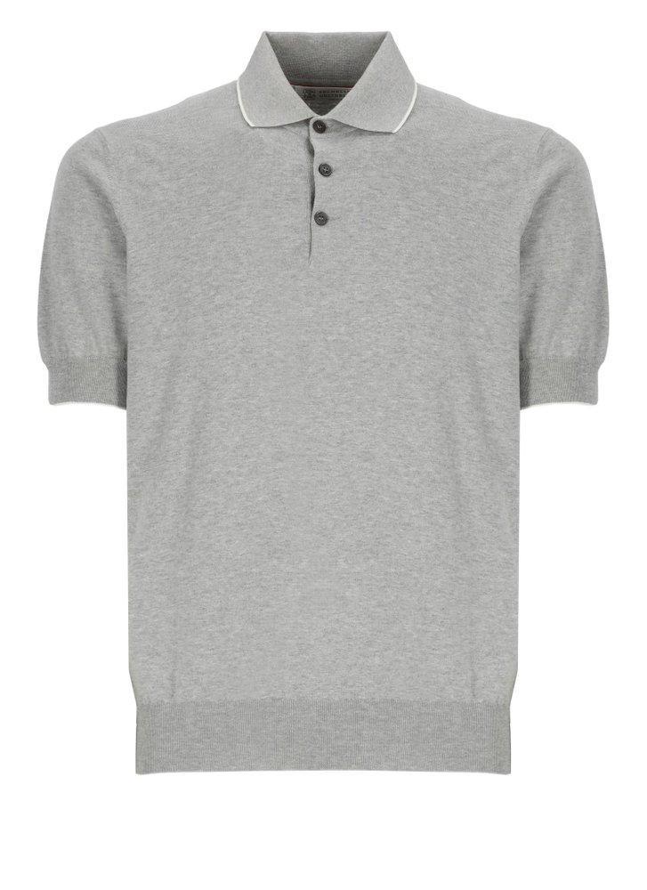 BRUNELLO CUCINELLI Short Sleeved Polo Shirt In Grey Product Image