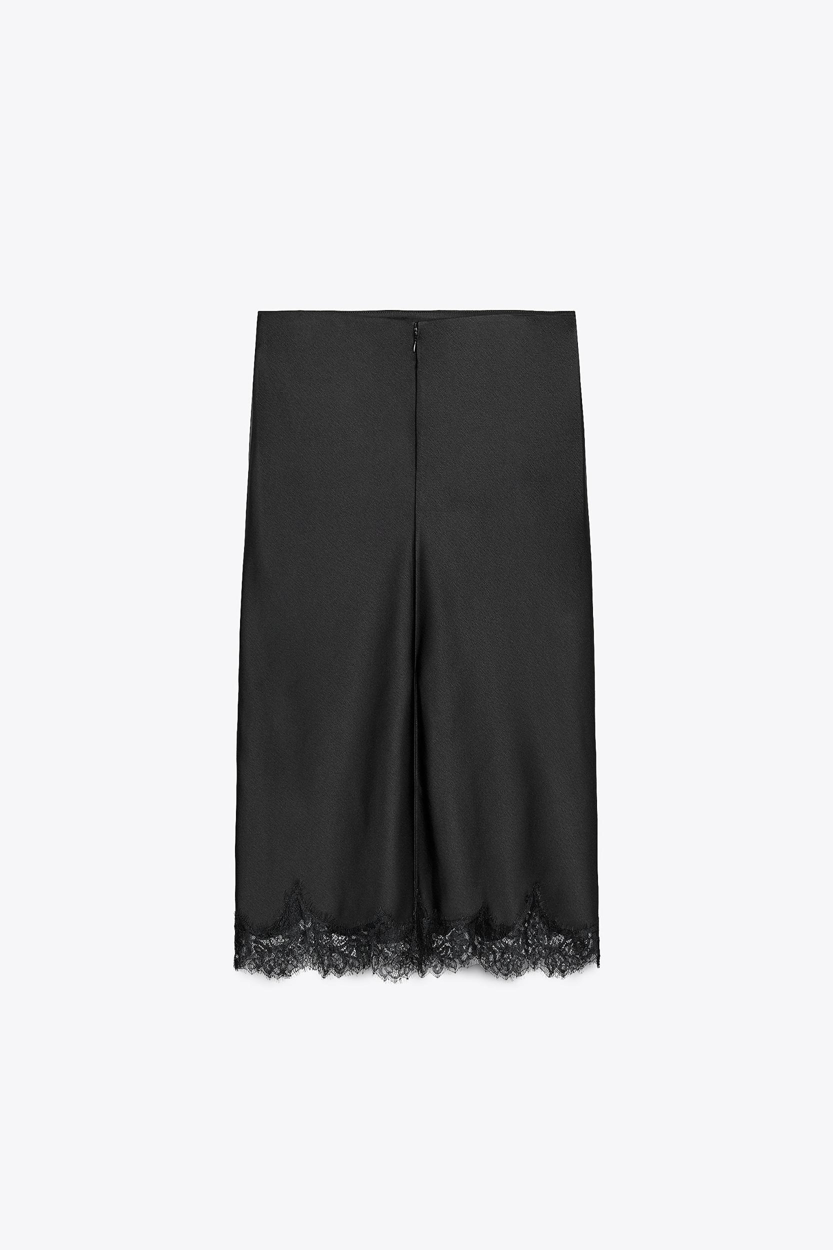 SATIN EFFECT LACE SKIRT ZW COLLECTION Product Image
