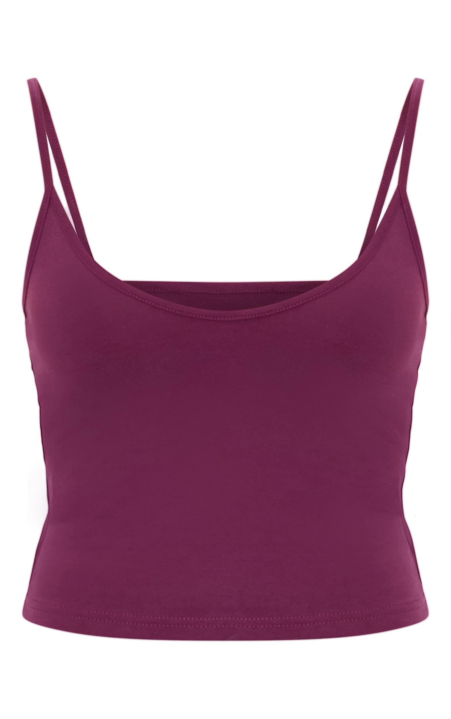 Burgundy Premium Soft Touch V Neck Strappy Cami Product Image