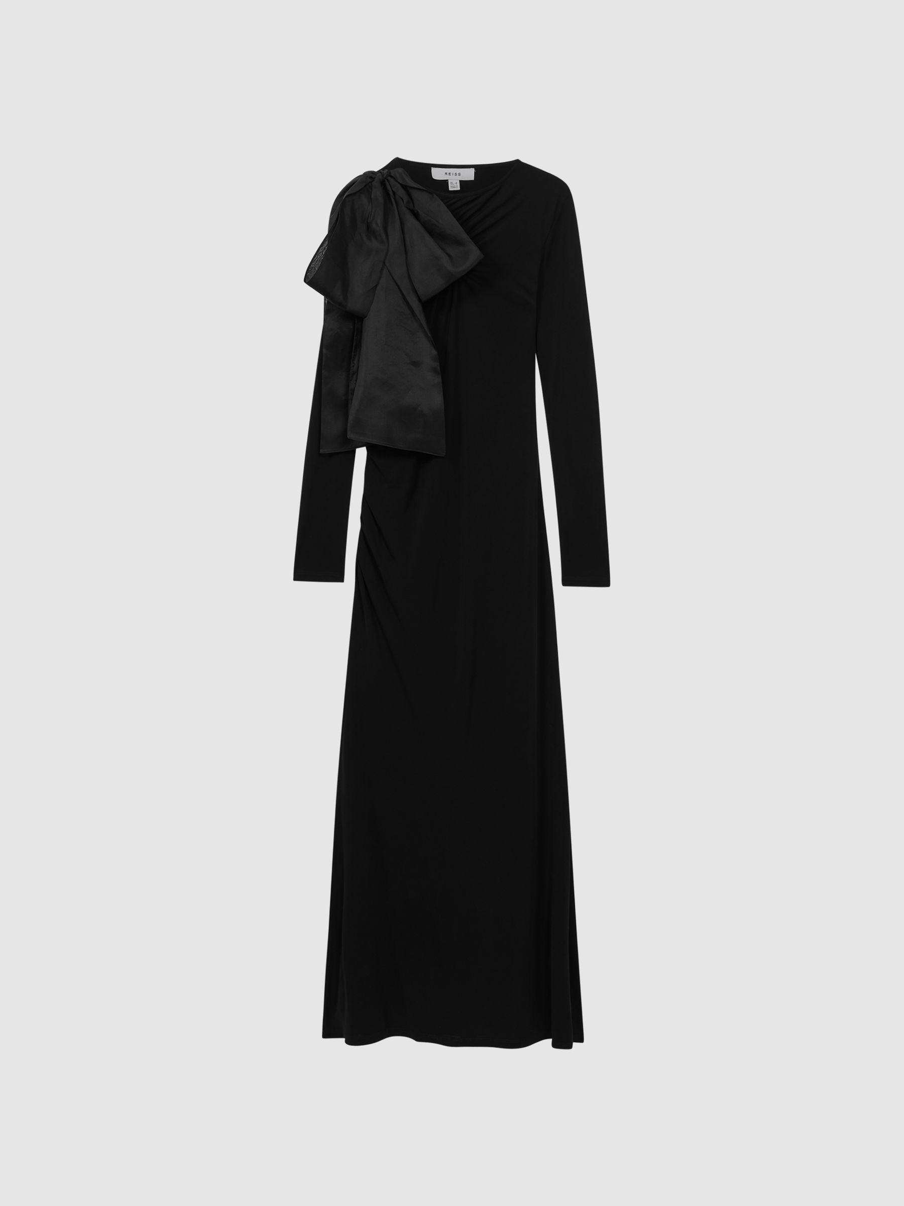 Bodycon Bow Maxi Dress in Black Product Image