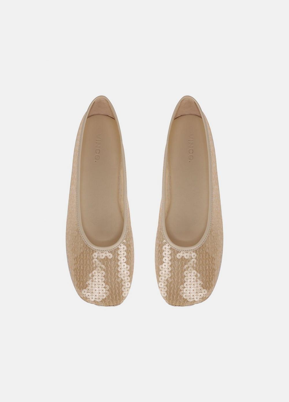 Womens Leah Sequin Flat, Birch Sand, Size 8 Vince Product Image